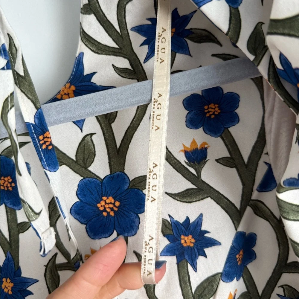 Agua by Agua Bendita Azul Amapola Pleated Cotton Poplin Maxi Dress NEW with tags - Picture 7 of 10